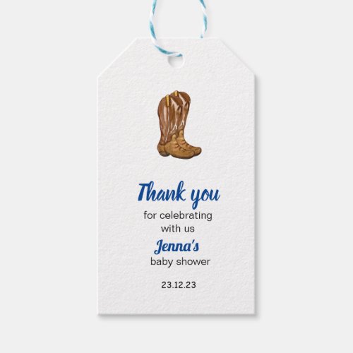 Cowboy Wester Baby Shower Thank You Gift Tags