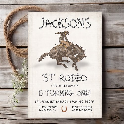 Cowboy western 1st Rodeo Birthday Bronco Bucking Invitation