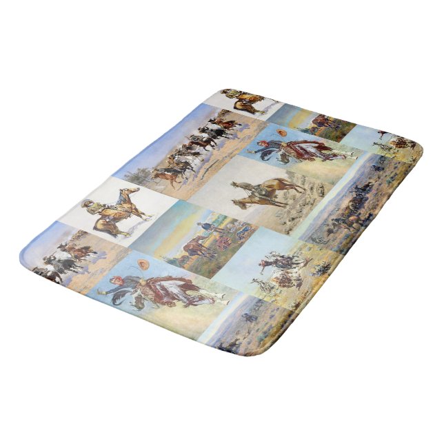 Cowboy Western Art Popular Bath Mat (Angled)