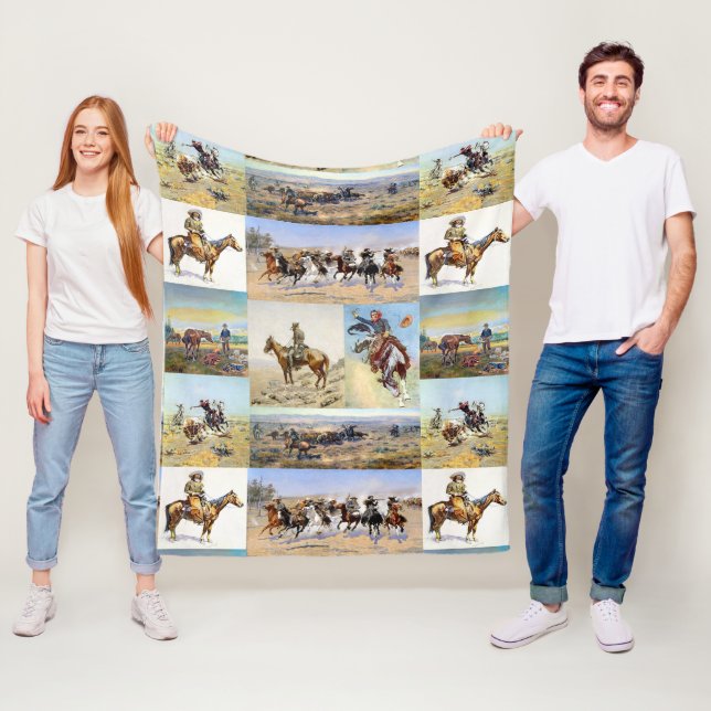 Cowboy Western Art Popular Fleece Blanket (In Situ)