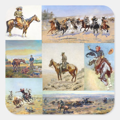 Cowboy Western Art  Popular Square Sticker