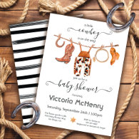 Cowboy Western Baby Boy Clothesline Baby Shower In Invitation