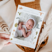 Cowboy Western Baby Photo Birth Announcement