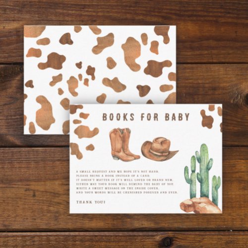 Cowboy Western Baby shower Books for baby  Enclosure Card