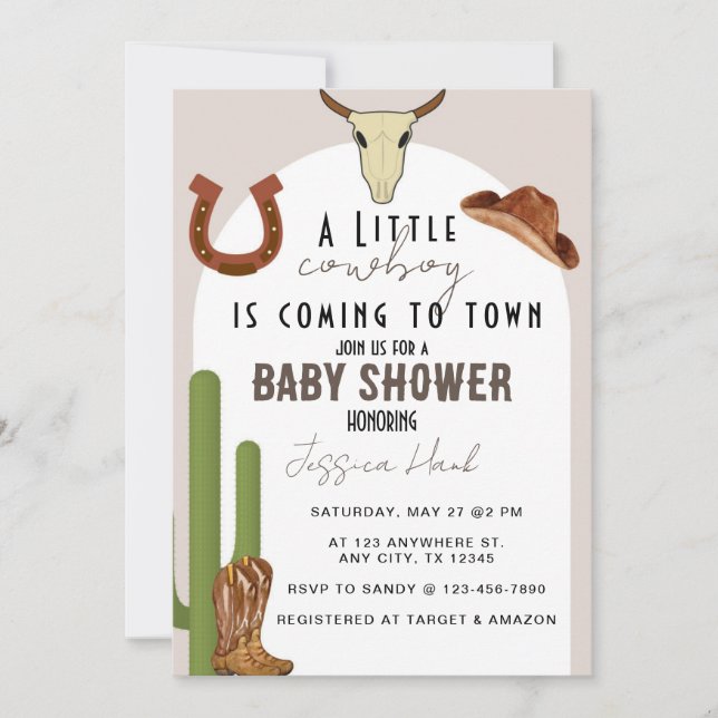 Cowboy Western Baby Shower Invitation (Front)