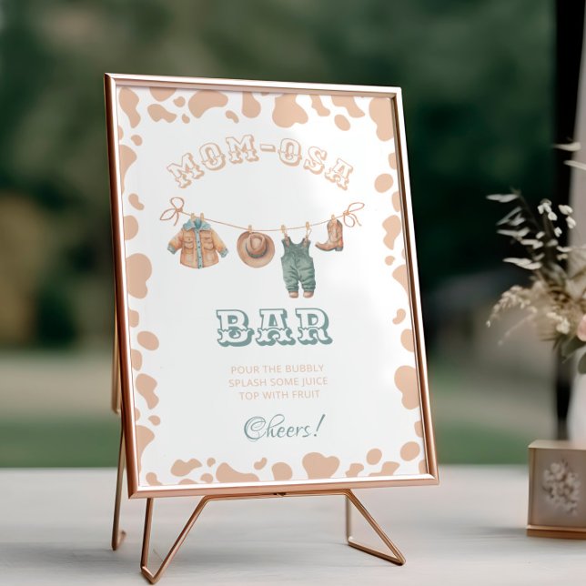 Cowboy Western Baby Shower Mom-osa Bar Sign (Creator Uploaded)