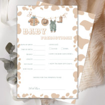 Cowboy Western Baby Shower Predictions Fun Game