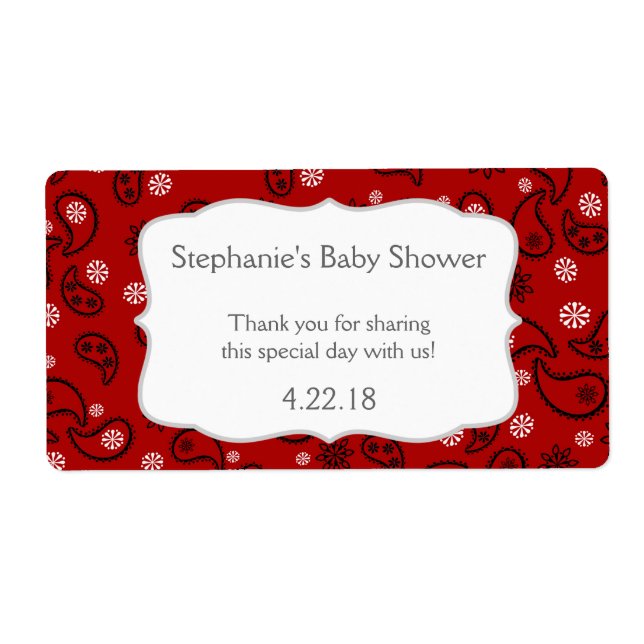 Cowboy Western Baby shower Water Bottle Favor Label (Front)