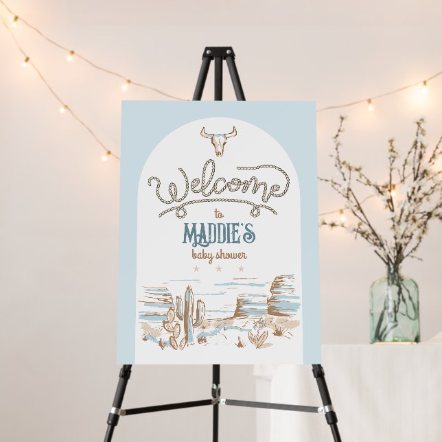 Cowboy Western Baby Shower Welcome Sign (In Situ (Stand))