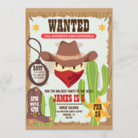Cowboy Western Birthday Invitation