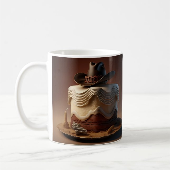 Cowboy Western Birthday Mug – Rustic Cake (Left)