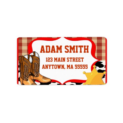 Cowboy Western Birthday Party Address Labels