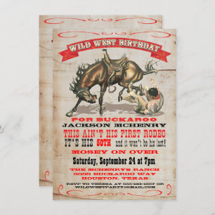 Cowboy Western Birthday Party Invitations