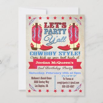 Cowboy Western Birthday Party Invitations | Zazzle