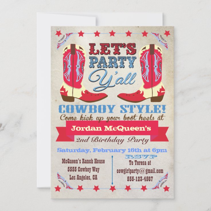 Cowboy Western Birthday Party Invitations Zazzle