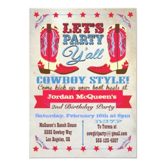 Cowboy Western Birthday Party Invitations