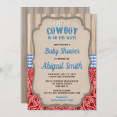 Cowboy western blue red bandana rustic baby shower invitation (Front/Back)