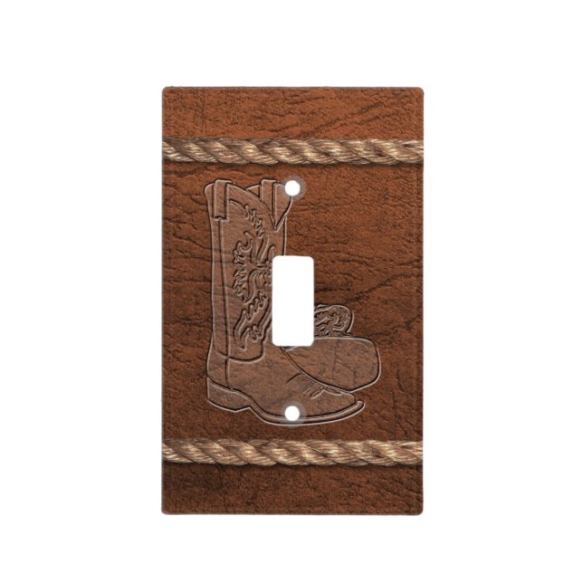 Cowboy / Western - Boots, Leather & Rope Light Switch Cover (Front)