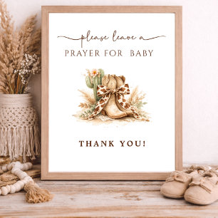Cowboy Western Boots Prayers For Baby Shower Sign