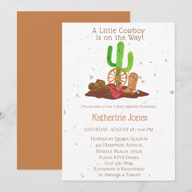 Cowboy Western Boy Baby Shower  Invitation (Front/Back)