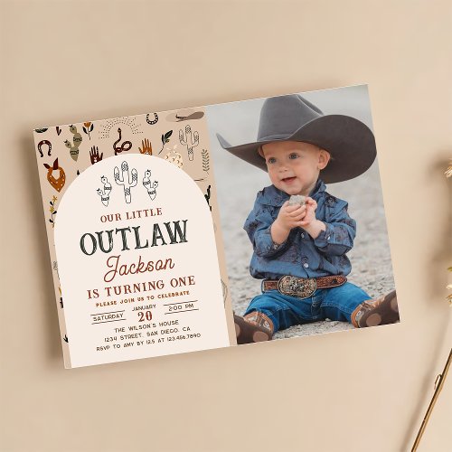 Cowboy Western Boys Birthday Photo Invitation