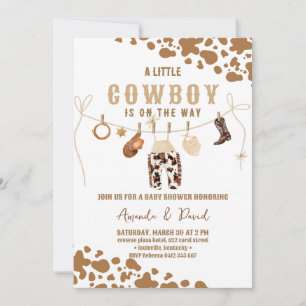 Cowboy Western Brown Plaid Baby shower Invitation