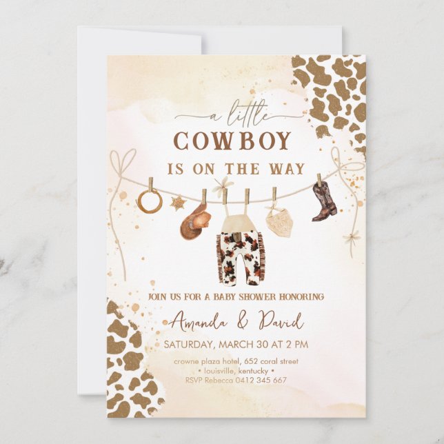 Cowboy Western Brown Plaid Baby shower Invitation (Front)