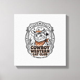 Cowboy Western Cat Pet Lover Shirt Art - Cowboy We Canvas Print
