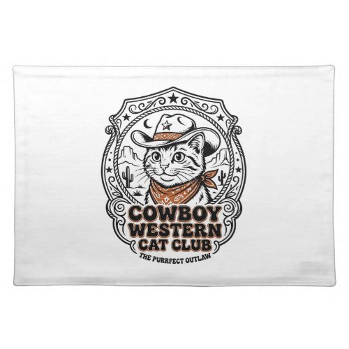 Cowboy Western Cat Pet Lover Shirt Art - Cowboy We Cloth Placemat