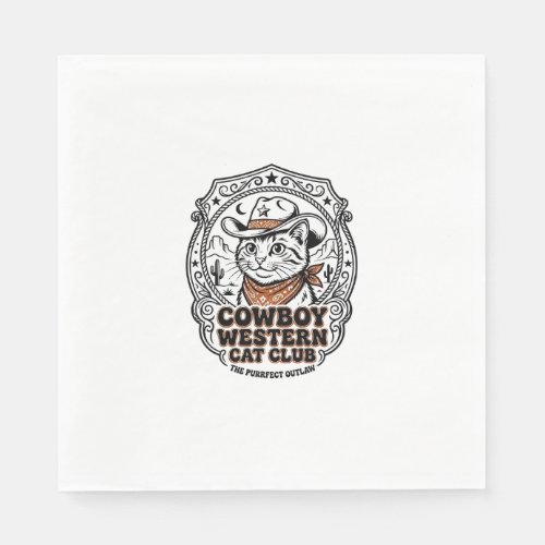 Cowboy Western Cat Pet Lover Shirt Art - Cowboy We Napkins