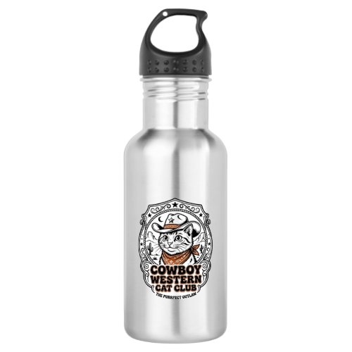 Cowboy Western Cat Pet Lover Shirt Art - Cowboy We Stainless Steel Water Bottle
