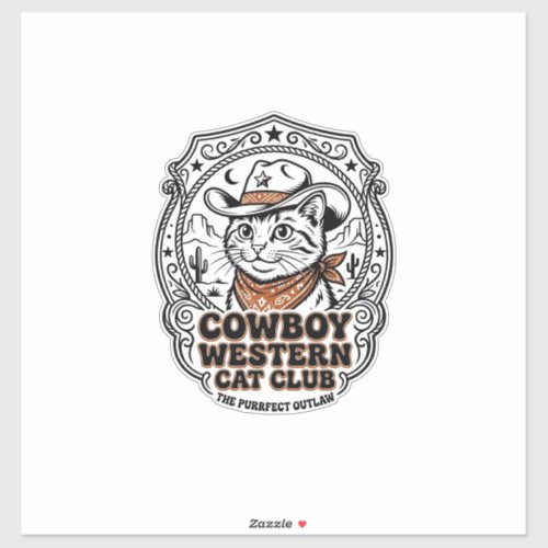 Cowboy Western Cat Pet Lover Shirt Art - Cowboy We Sticker