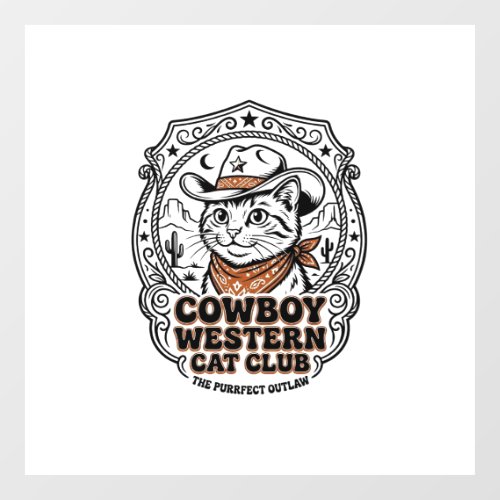 Cowboy Western Cat Pet Lover Shirt Art - Cowboy We Window Cling