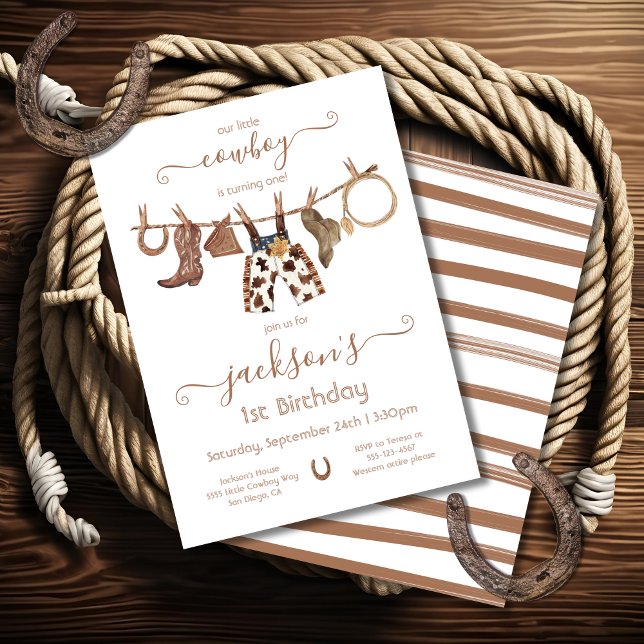 Cowboy Western Chaps Clothesline Birthday Party Invitation (Creator Uploaded)