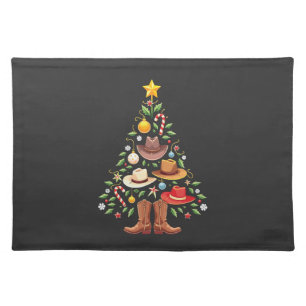 Cowboy Western Christmas Tree Santa  Cloth Placemat
