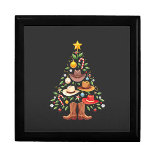Cowboy Western Christmas Tree Santa Gift Box