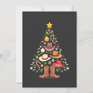 Cowboy Western Christmas Tree Santa Invitation