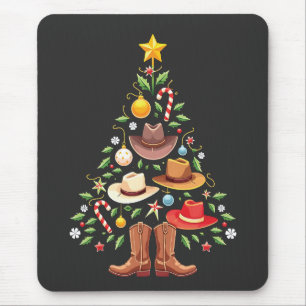 Cowboy Western Christmas Tree Santa  Mouse Pad