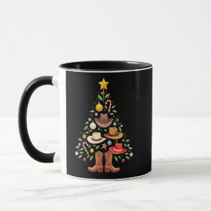 Cowboy Western Christmas Tree Santa Mug