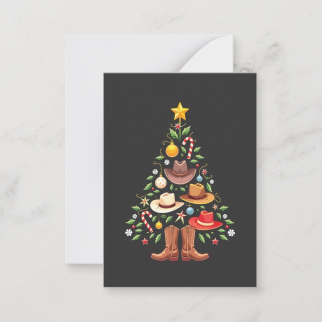 Cowboy Western Christmas Tree Santa  Note Card (Front)
