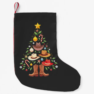 Cowboy Western Christmas Tree Santa Small Christmas Stocking