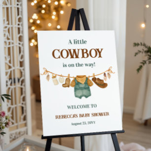 Cowboy Western Clothesline Baby Shower Welcome Foam Board