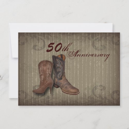cowboy western country 50th wedding anniversary invitation