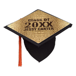 Cowboy western country beige print personalized graduation cap topper