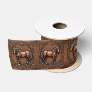 Cowboy Western Country Equestrian  Brown Horse  Satin Ribbon