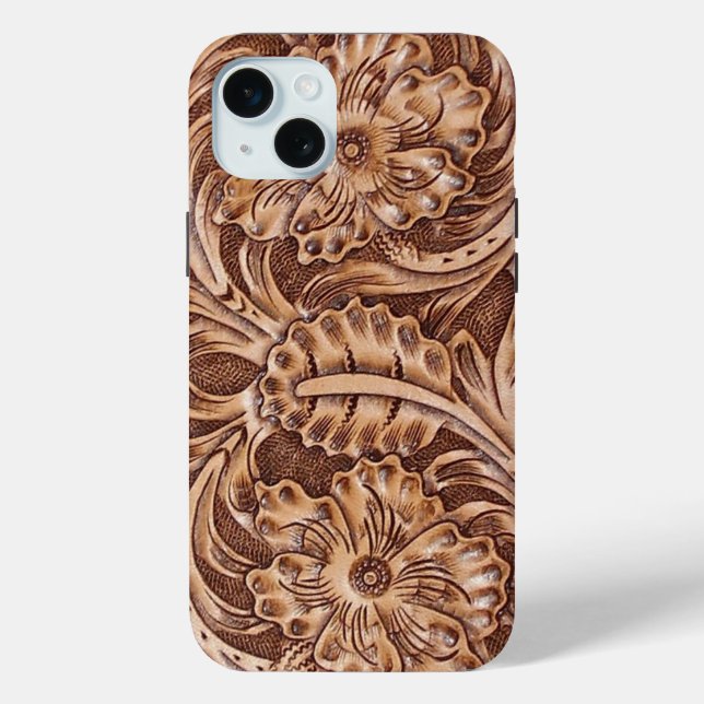 cowboy western country pattern tooled leather Case-Mate iPhone case (Back)