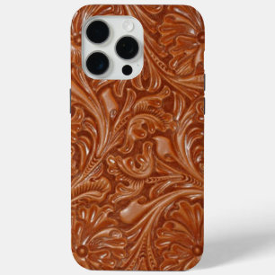 cowboy western country pattern tooled leather iPhone 15 pro max case