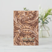 cowboy western country pattern tooled leather invitation (Standing Front)