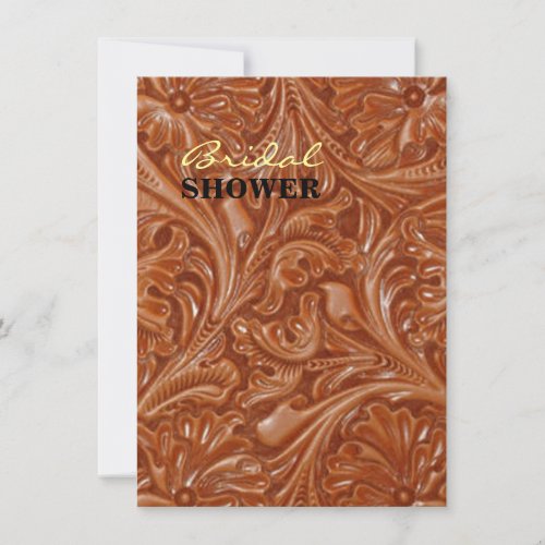 cowboy western country pattern tooled leather invitation