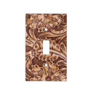 cowboy western country pattern tooled leather light switch cover